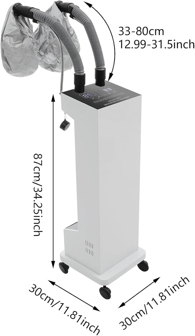 Hair Steamer, Professional Micro Mist Hair Color Processor with 2 Vaporizing Caps, 650W Vertical Hair Care Machine with Rolling Wheels, Salon Spa Equipment for Deep Hair Care Repair, Hair Styling