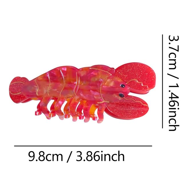 Cute Red Lobster Hair Clip,Funny Acetate Claw Clips for Women