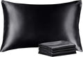 BEDELITE Satin Pillowcase with Zipper 4 Pack, Dark Grey Pillow Cases Standard Size, Super Soft and Cooling Similar to Silk Pillow Cases, Gift for Women Men(20x26 Inches)