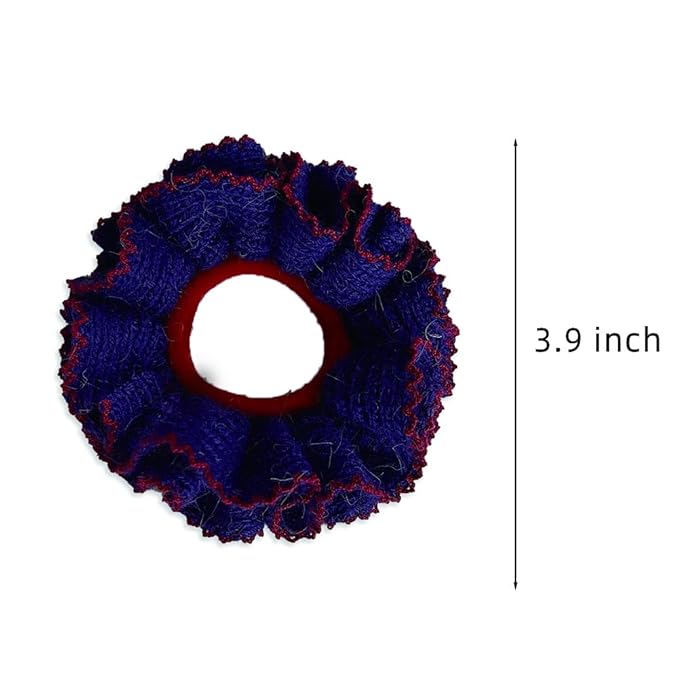 2 Pcs Soft Fabric Scrunchies for Hair,3.9 inch Medium Elastic Hair Ties Ropes Crochet Knit Silky Scrunchie for Women-Mixed Color 4