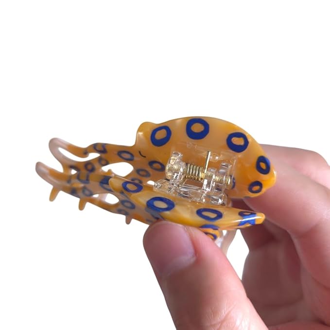 Cute Small Blue-Ringed Octopus Hair Clips,Novelty Acetate Ocean Octopus Claw Clip
