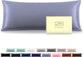 Silk Body Pillowcase Mulberry Silk Pillow Cases with Zipper Soft Breathable Smooth Cooling 20x54 inches Pillowcase for Sleep (Grayish Blue,20"X 54",1Pcs)