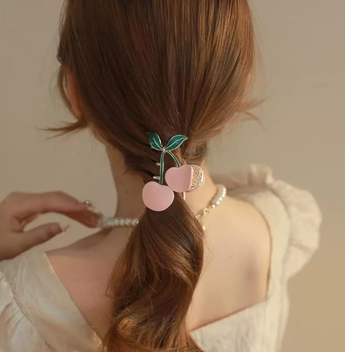 Hair Claw Clips for Women, 2Pcs Large Non-Slip Strong Metal Cherry Butterfly Sparkly Hair Jaw Clips, Cute Hair Holding Headwear Gifts