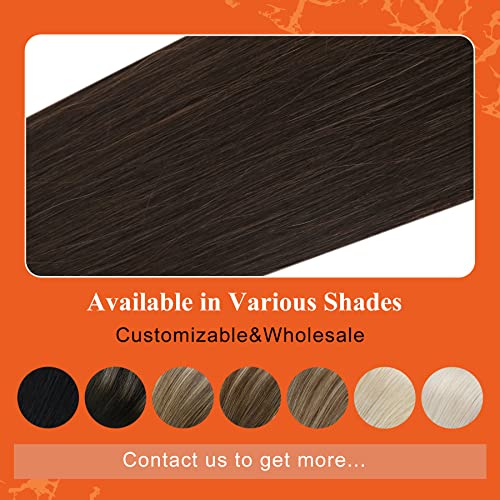Full Shine Seamless Tape in Hair Extensions Human Hair Color 2 Dark Brown 22Inch Ombre Tape in Hair Extensions 20Pcs 50Gram Invisible Hair Extensions Real Human Hair Tape in Add Length