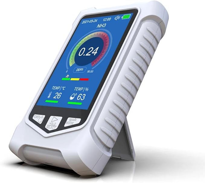 Ammonia Gas Detector NH3 Monitor, Handheld NH3 Tester with Temperature Humidity, Air Quality Monitor