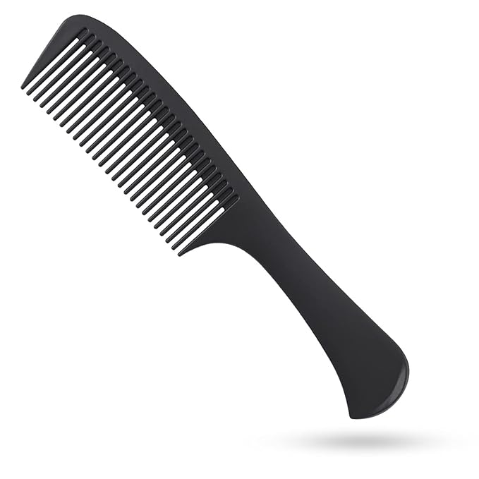 Large Detangling Comb With Professional Handle - Carbon Fiber, Cutting, Hairdressing, Styling, Round Tooth, Barber, Travel Hair Comb for Men and Women