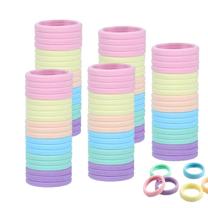 Hair Ties Hair Elastics Bands Seamless Cotton No Damage Thick Curly Hair Long-Lasting Braids Ponytails Holders All Hair Types Pain-Free Hair Accessories Women Men Candy Colors 50 PCS