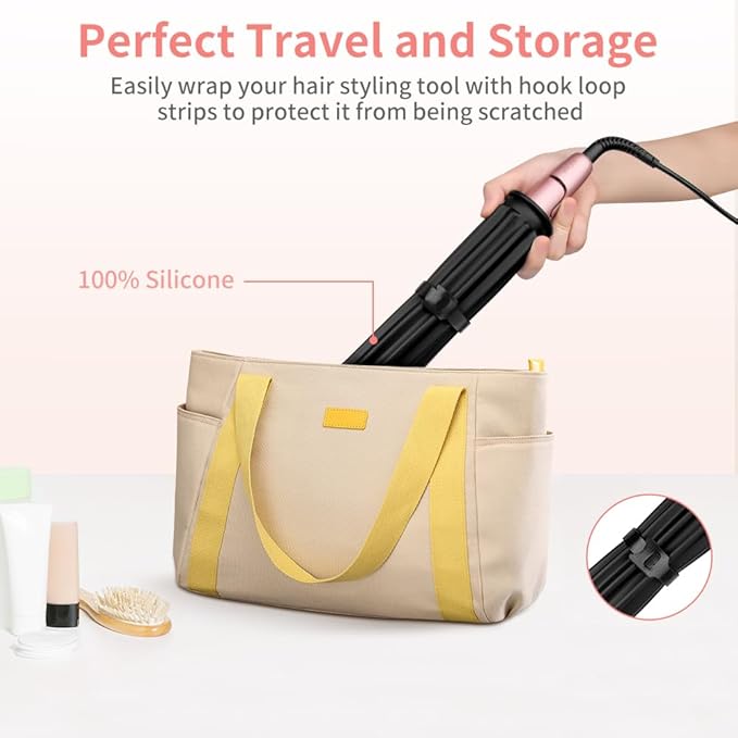 Beauty Tools, Large Heat Resistant Mat with Hook Loop Strips, Vanity Makeup Accessories, Hot Tools Straightener Mat, Iron Flat Appliances Hair Dryer Salon Tools Hair Stylist, Hot Iron Holster (Beige)