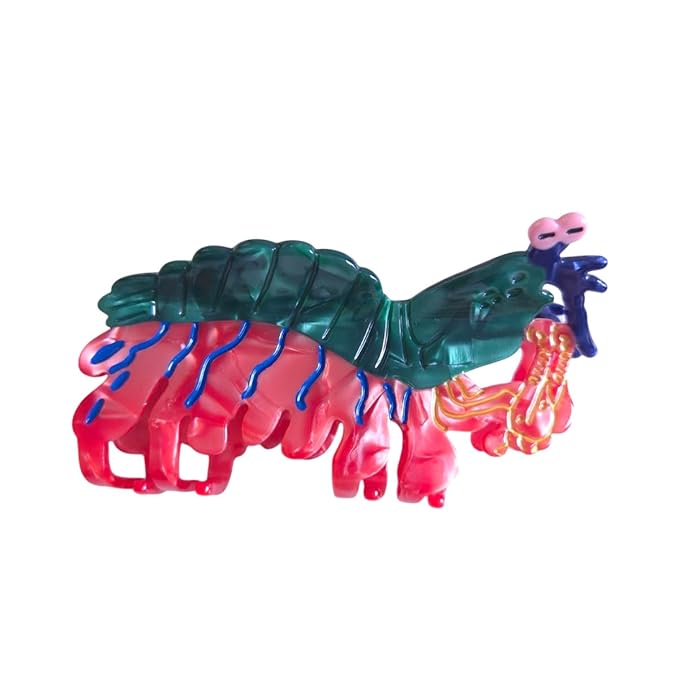 Cute Ocean Peacock Shrimp Hair Clip,Funny Acetate Claw Clips for Women
