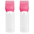 BLAAROOM Root Comb Applicator Bottle 6 Ounce, 2 Pack Hair Oil Applicator with Root Comb Brush - Dark Pink