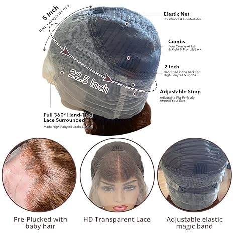 AMIRTY 250 Density 360 Lace Front Wigs Human Hair Pre Plucked Honey Blonde Body Wave Lace Front Wig with BabyHair Full 360 Glueless HD Transparent Lace Front Human Hair Wigs for women 28 Inch