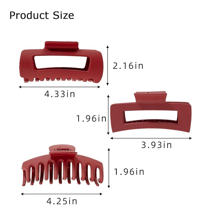 Soft Silicone Hair Clips: 9 Pcs Flexible Bendable Claw Clips For Women/Girl，matte hair clips for thick/thin