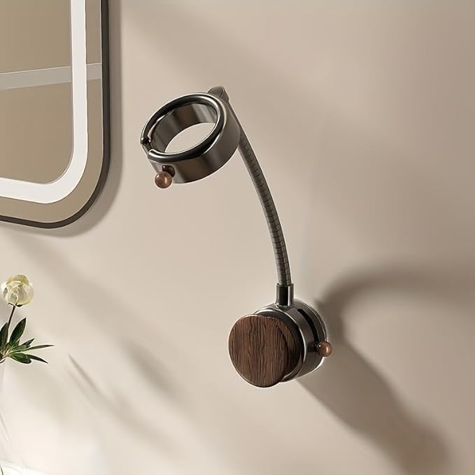 Damage-Free Hair Dryer Holder Wall Mounted - No Drilling Suction Cup Organizer for Bathroom, Universal Fit for Most Blow Dryers