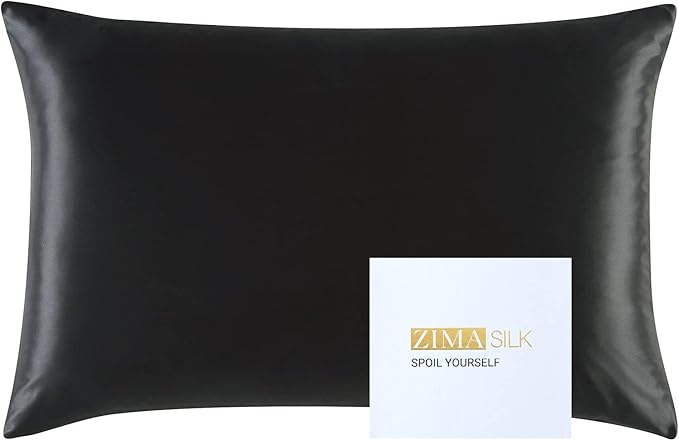 ZIMASILK 25 Momme 100% Pure Mulberry Silk Pillowcase for Hair and Skin Care, Highest Grade 6A Pillow Cases for Women, Long-Lasting Durablity, Gift for Women Men, 1Pc (Queen 20"x30", Black)