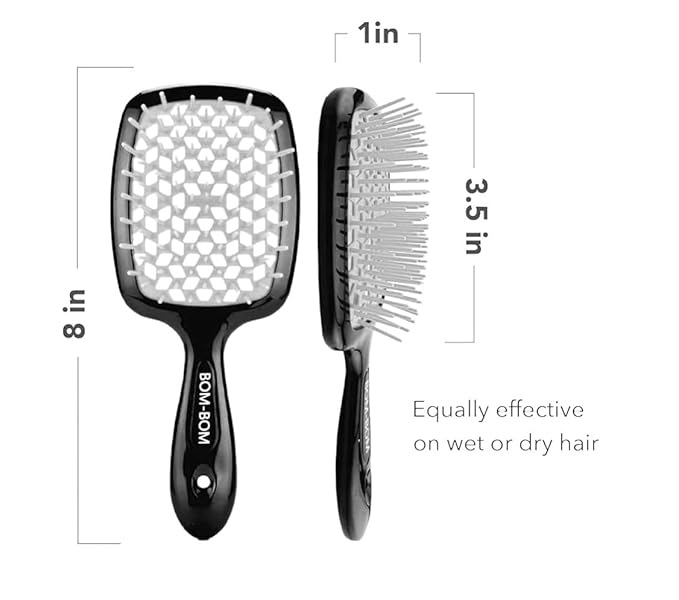BOM BOM 2 Unit Kit, Wet And Dry Vented Detangling Hair Brush For All Hair Types, Light Weight Hairbrush, Scalp Massage Brush (Purple)