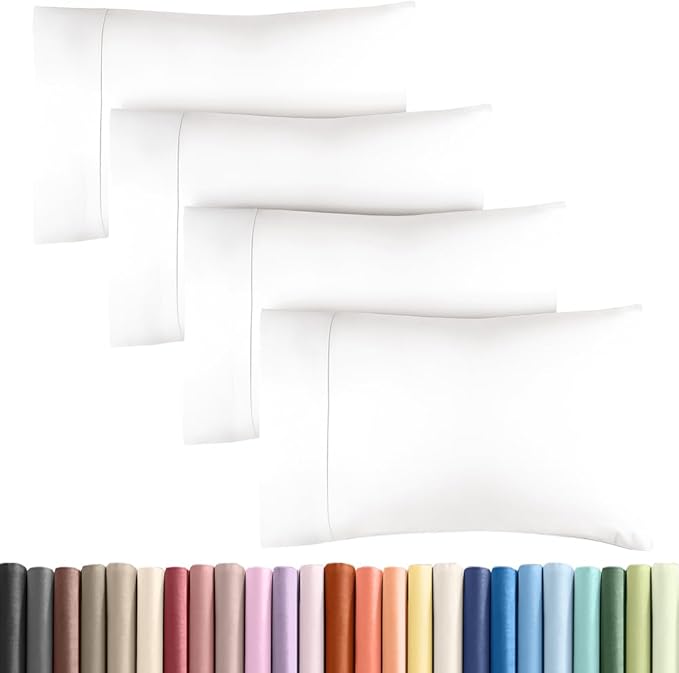 King Pillow Cases - 4 Pack - Super Soft Pillowcase Covers - Envelope Enclosure - Hotel Quality Pillow Protectors - Wrinkle Free, Shrink & Stain Resistant - Machine Washable - 20" x 40" (Antique White)