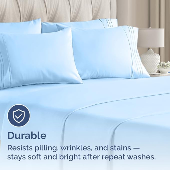 King Pillow Cases Set of 8 - Ultra Soft Hotel Quality Pillowcase Covers - Comfy. Cozy & Wrinkle Free - Shrink, Stain and Fade Resistant - Machine Washable Pillow Protectors - 8 Piece Set - Light Blue