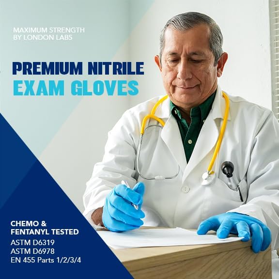 Sky Blue 5 Mil Nitrile Exam Gloves Disposable Latex Free | Medical Rubber Gloves for Doctors, EMT, First Aid Kit, Food Service & Cleaning | Bulk Nitrile for Mechanics (100 CT) - Medium