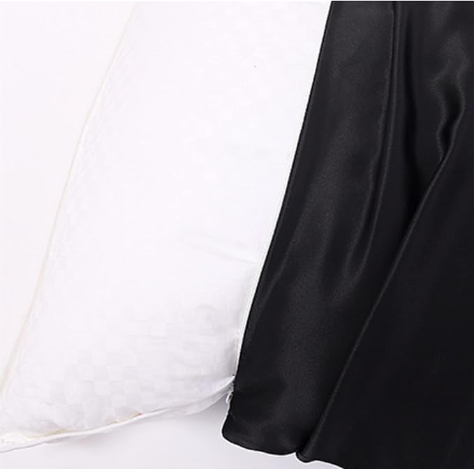 Organic Silk Pillowcase for Hair and Skin Made in USA, Natural Mulberry Silk Pillow Cases Black, 22 Momme, Oeko-TEX Certified, Anti Acne, 1 Pc 20"x26" (Standard, Black)