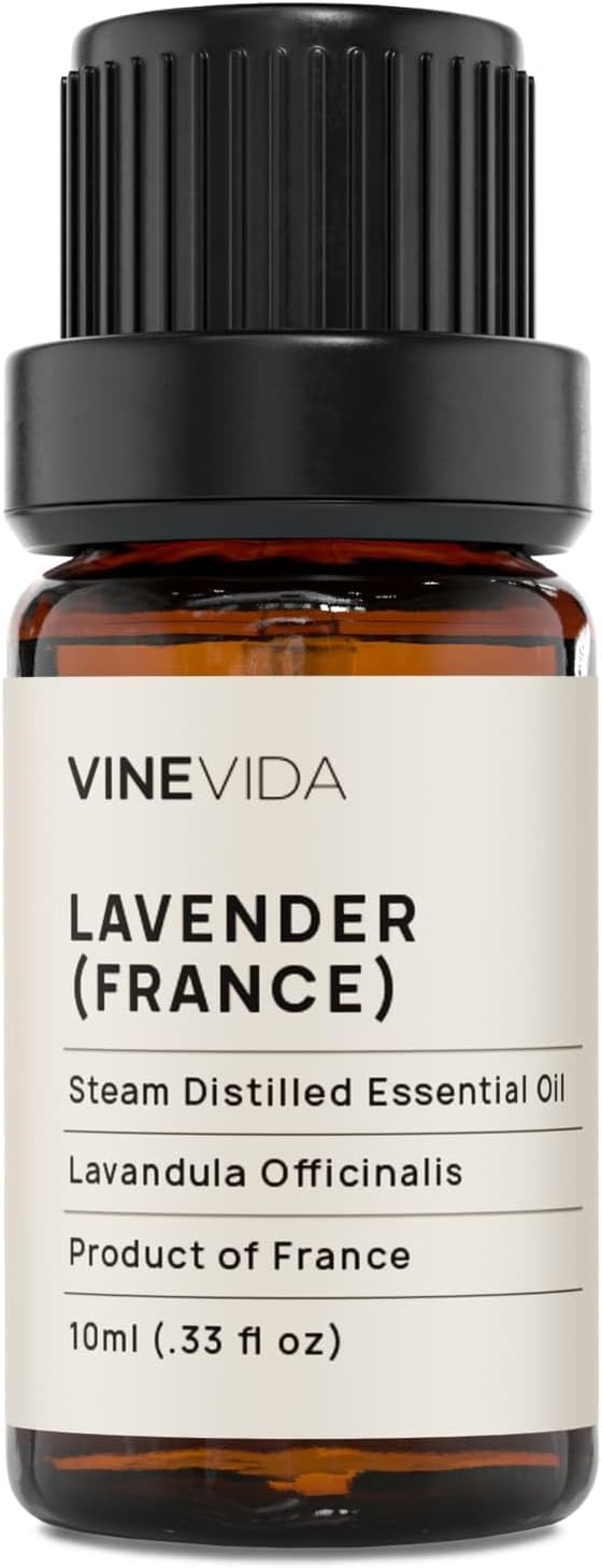 VINEVIDA Lavender France Essential Oil 10 mL - Undiluted Lavender Oil 10 mL - Lavender - DIY Candle Scents for Candlemaking - 10 mL Essential Oil for Soap Making Safe for Skin (4OZV-OBP-LAV-FRA-10ML)