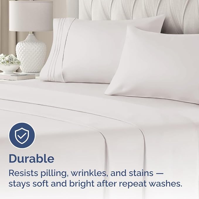 Queen Pillow Cases Set of 4 - Ultra Soft Hotel Quality Pillowcase Covers - Comfy, Cozy & Wrinkle Free - Shrink, Stain & Fade Resistant - Machine Washable Pillow Protectors - 4 Piece Set - Light Grey