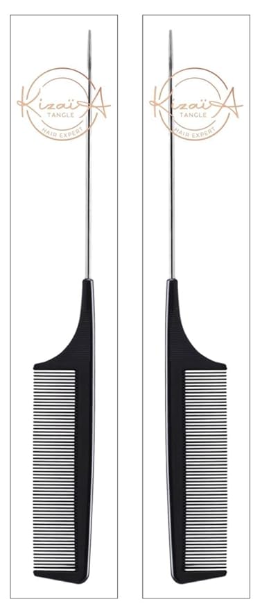 Ultimate Hair Detangling Brush for Professional Styling Long Tail Rat Detangler Comb | Anti Static Fine Teeth Black Carbon Fiber Heat Resistant