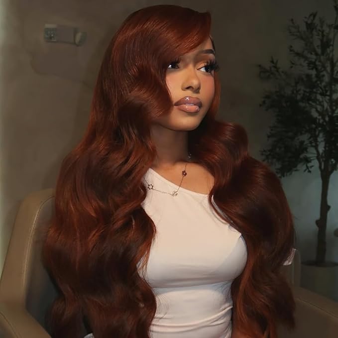BVH 26 Inch Reddish Brown 13x6 Lace Front Wigs Human Hair Body Wave Wigs Human Hair 200 Density Hd Lace Frontal Wigs M Hairline 33# Brown Wigs (13x6 Reddish Brown Lace Front Wigs Human Hair, 26 Inch)