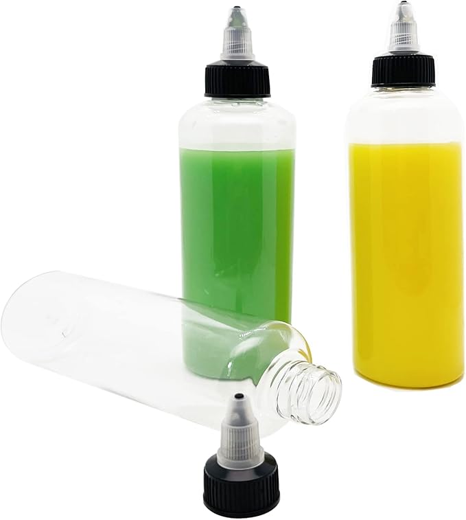 4 Pcs Dispensing Bottles, 5oz Plastic Boston Squeeze Bottles with Twist Top Cap