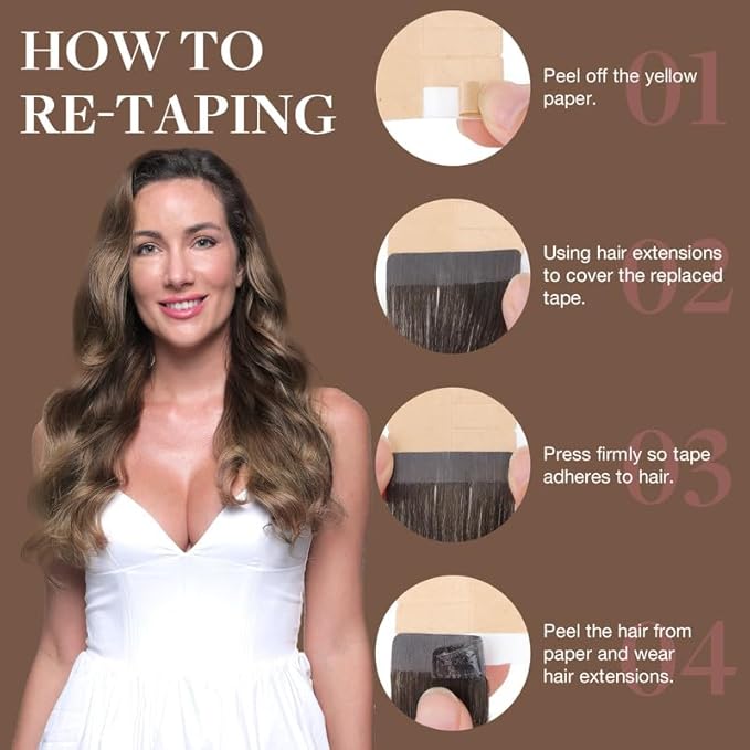 GOO GOO Tape in Hair Extensions Human Hair, 4/26/4 Balayage Chocolate Brown to Honey Blonde, 16inch 100g 40pcs, Skin Weft Seamless Invisible, Silky Straight with Thick Ends, Remy Human Hair