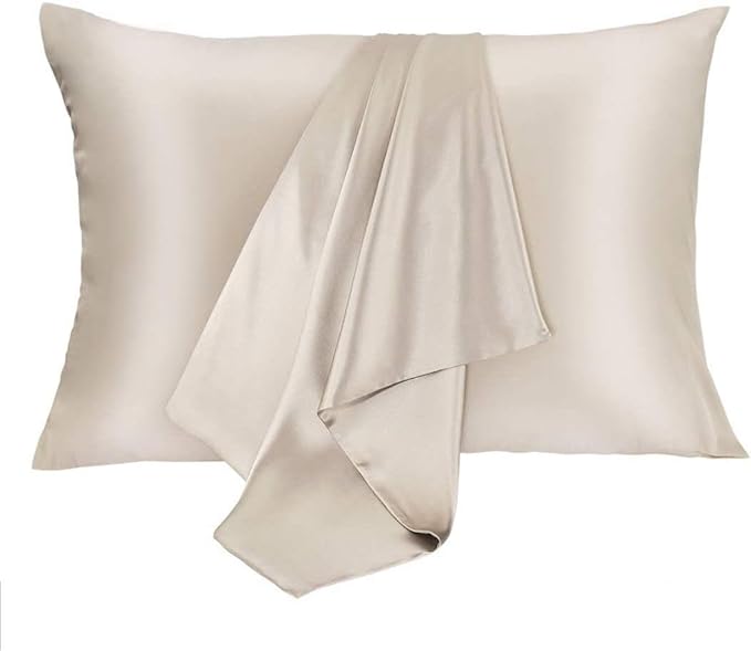 Silk Pillowcase for Hair and Skin 2 Pack 100% Mulberry Silk Bed Pillowcase Hypoallergenic Soft Breathable Both Sides Silk Pillow Case with Hidden Zipper, Queen Size Pillow Cases (Buff Beige)