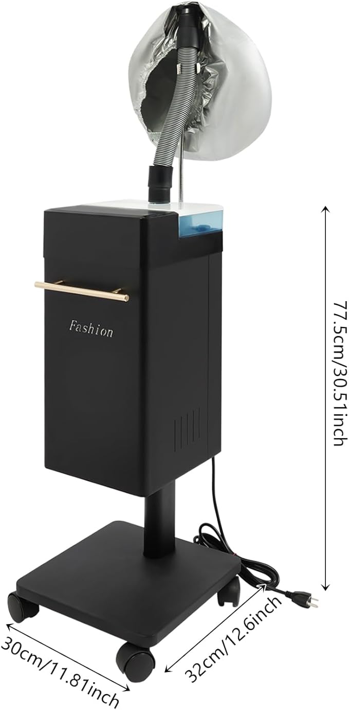 Professional Nano Hair Steamer Machine, 110V Multi-Function Hair Care Equipment with Steam Cap & External Water Tank, Freestanding Rolling Hair Color Processor for Salon Spa Home
