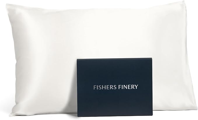 Fishers Finery 19mm 100% Pure Mulberry Silk Pillowcase, Quality Tested (White, K)