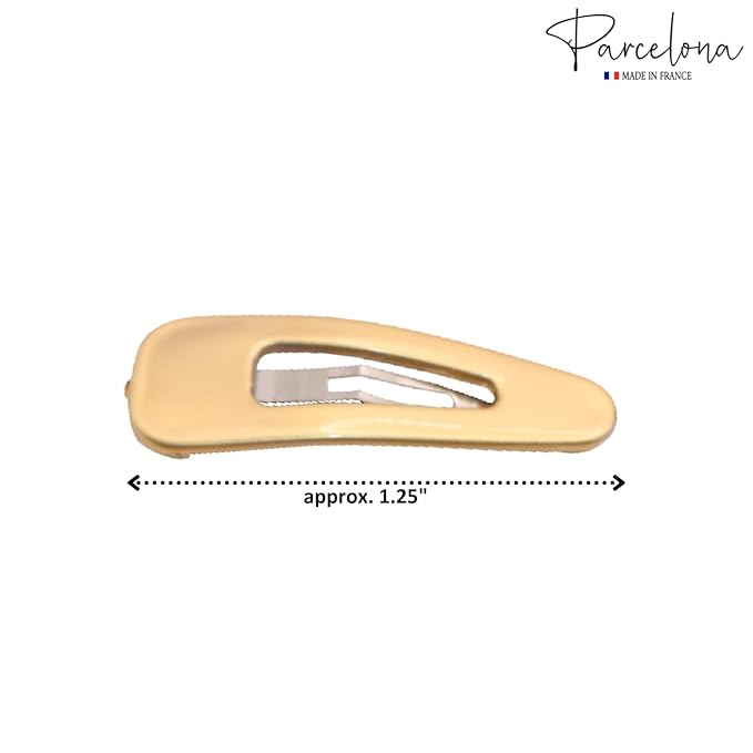 Parcelona French Mini Set of 4 Small Celluloid Acetate Snap Hair Clips No Slip Fashion Durable Styling Women Hair Accessories Girls Snap Hair Barrette, Made in France (Golden-Silver)