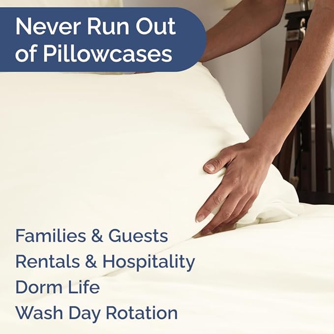 Queen Pillow Cases Set of 8 - Ultra Soft Hotel Quality Pillowcase Covers - Comfy, Cozy & Wrinkle Free - Shrink, Stain and Fade Resistant - Machine Washable Pillow Protectors - 8 Piece Set - Off White