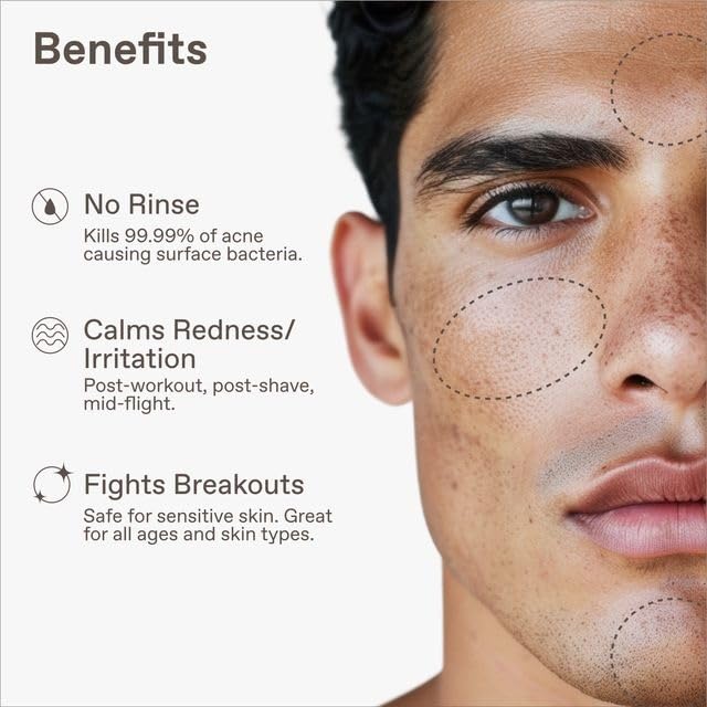 Super Clean, Hypochlorous Acid Spray, Helps Heal Acne Prone, Eczema & Itchy Rashes, No Rinse Cleaner, Use Post Workout, Post Shave or Travel, Skin Care for Men, All Skin Types, 100 mL