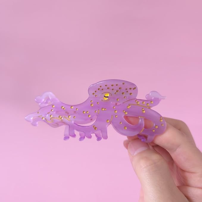 Cute Big Purple Octopus Hair Clips,Novelty Acetate Ocean Octopus Claw Clip