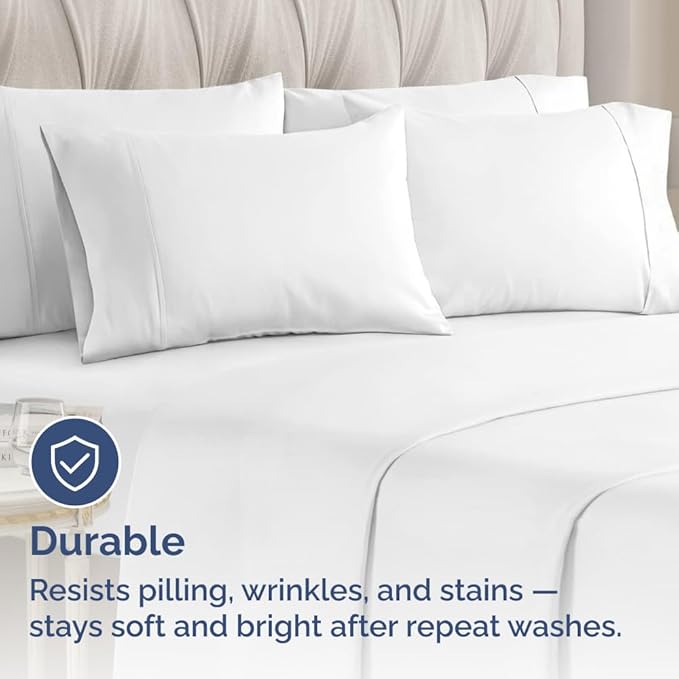 Standard Pillow Cases - 4 Pack - Super Soft Pillowcase Covers - Envelope Enclosure - Hotel Quality Pillow Protectors - Wrinkle Free, Shrink and Stain Resistant - Machine Washable - 20" x 26" (White)