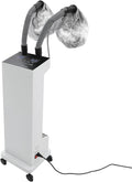 Hair Steamer, 650W Vertical Hair Care Machine with LED Display & 2 Vaporizing Caps Micro Mist Hair Color Processor, 5 Modes, Adjustable Temperature & Timer, Mobile on Wheels (White)
