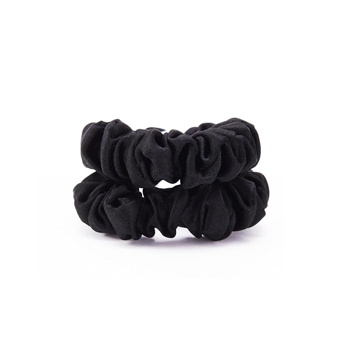 4 Pcs Silk Hair Ties, 22 Momme 100% Mulberry Hair Band, Silk Scrunchies for Women and Girls, 6A Grade No Damage Ponytail Holders (0.4in Width, Black)