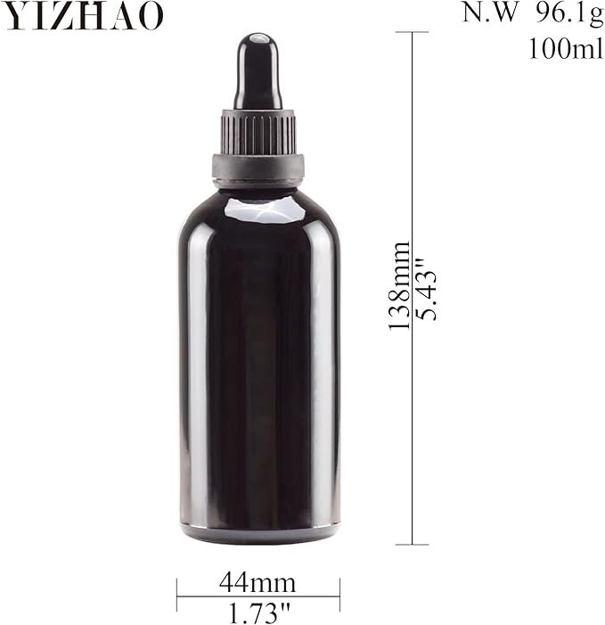 YIZHAO Black Glass Dropper Bottle 4oz, Tincture Bottles with Glass Dropper, for Essential Oils, Aromatherapy, Cosmetic, Laboratory, Pharmacy, Liquids, Travel –9 Pcs