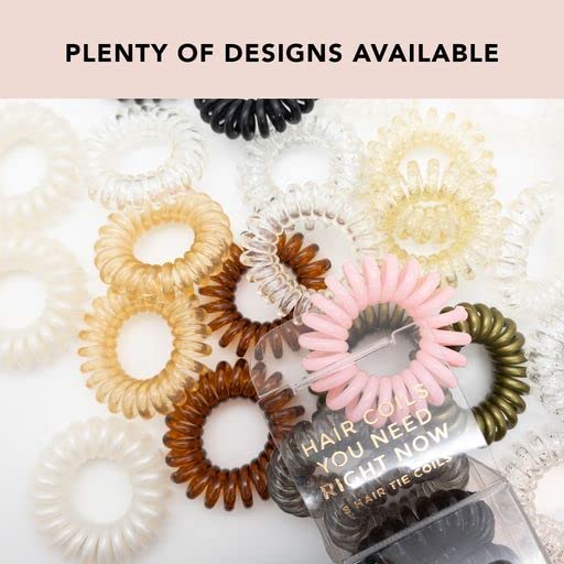Kitsch Spiral Hair Ties for Women - Creaseless and Dent-free Coil Hair Ties | No Damage, Phone Cord Coils | Made of Flexible and Durable Plastic | Ideal Gifts for Women - 4pcs (Clear/Transparent)