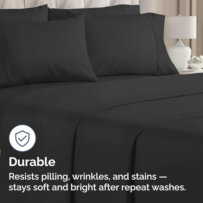 King Pillow Cases - 4 Pack - Super Soft Pillowcase Covers - Envelope Enclosure - Hotel Quality Pillow Protectors - Wrinkle Free, Fade, Shrink & Stain Resistant - Machine Washable - 20" x 40" (Black)
