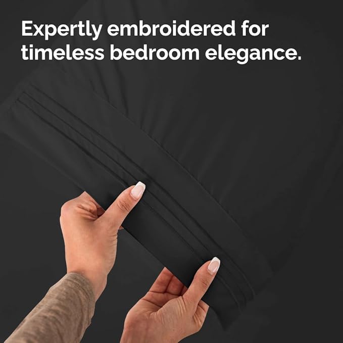 Standard Pillow Cases Set of 8 - Ultra Soft Hotel Quality Pillowcase Covers - Comfy, Cozy & Wrinkle Free - Shrink, Stain and Fade Resistant - Machine Washable Pillow Protectors - 8 Piece Set - Black