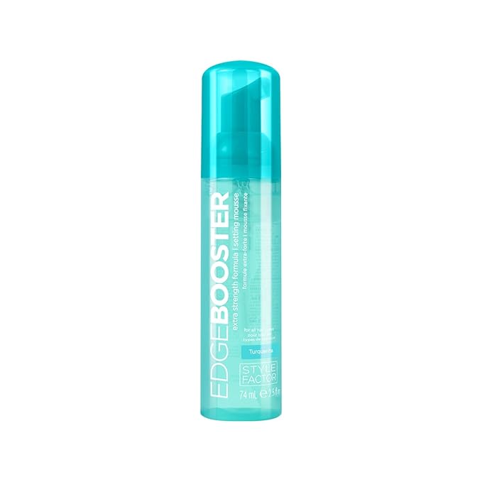 Style Factor EDGE BOOSTER Extra Strength Setting Mousse Travel Size – Frizz Control, Extra Volume, and Conditioning – 2.5oz Turquenite Mousse for Curly Hair