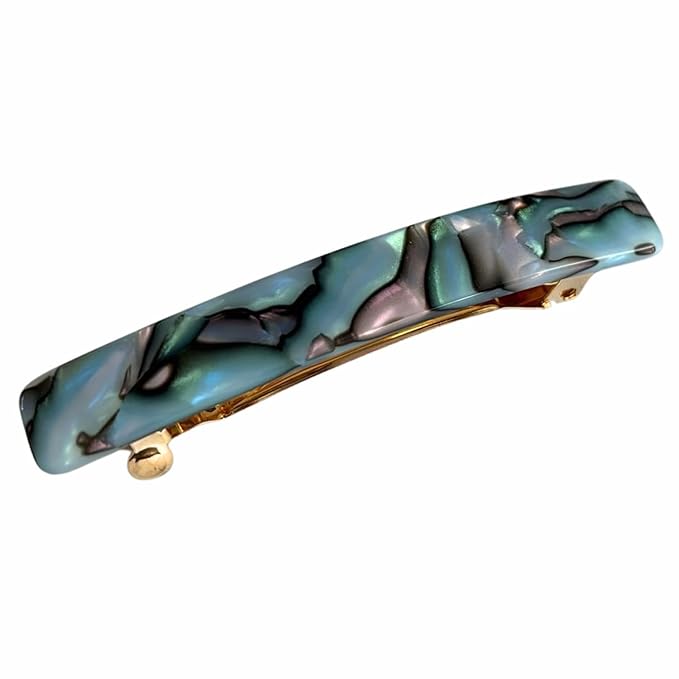 French Amie Small 2 1/4 Inches Celluloid Handmade Golden Brown, Tokyo, Onyx, Opera, Pearl Black, Ivory, Finish Automatic Hair Clip Hair Barrette (Gray Magma)