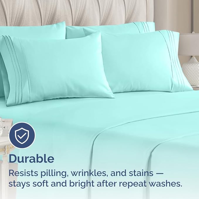 Queen Pillow Cases Set of 6 - Ultra Soft Hotel Quality Pillowcase Covers - Comfy, Cozy & Wrinkle Free - Shrink, Stain and Fade Resistant - Machine Washable Pillow Protectors - 6 Piece Set - Spa Blue
