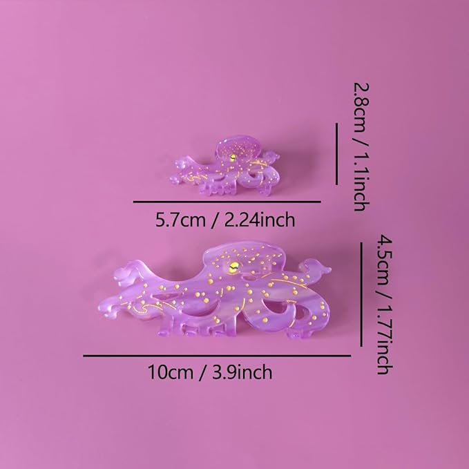 Octopus Claw Clip,Acetate Hair Clips,Small Claw Clips for Women,Pack of 2
