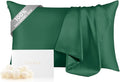 THXSILK 100% Pure Mulberry Silk Pillowcase for Hair and Skin, 6A+ Grade Silk Pillow Case Queen Size 20"x30", Real Silk Pillowcase with Zipper, Anti Aging Acne Free (Emerald Green)
