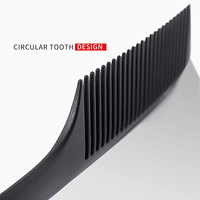 Large Detangling Comb With Professional Handle - Carbon Fiber, Cutting, Hairdressing, Styling, Round Tooth, Barber, Travel Hair Comb for Men and Women