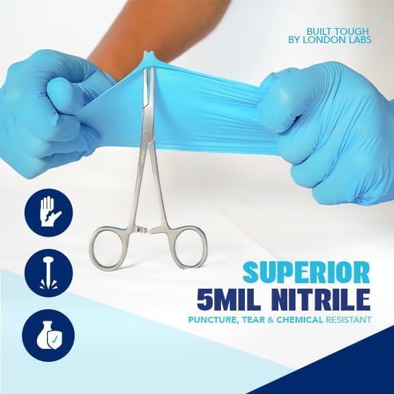 Sky Blue 5 Mil Nitrile Exam Gloves Disposable Latex Free | Medical Rubber Gloves for Doctors, EMT, First Aid Kit, Food Service & Cleaning | Bulk Nitrile for Mechanics (100 CT) - X-Small